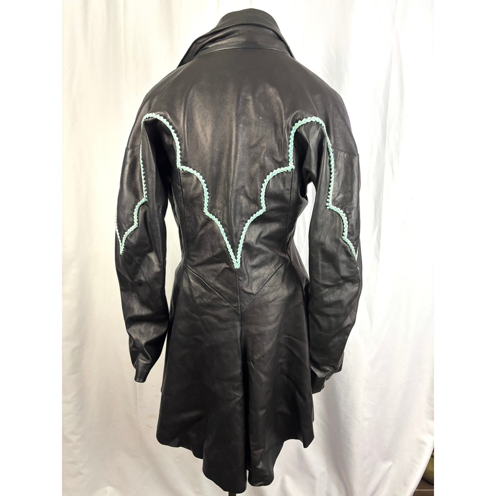Michelle Julene Black Leather Jacket Western Concho Sterling Whipstitch Fitted S - Picture 2 of 16